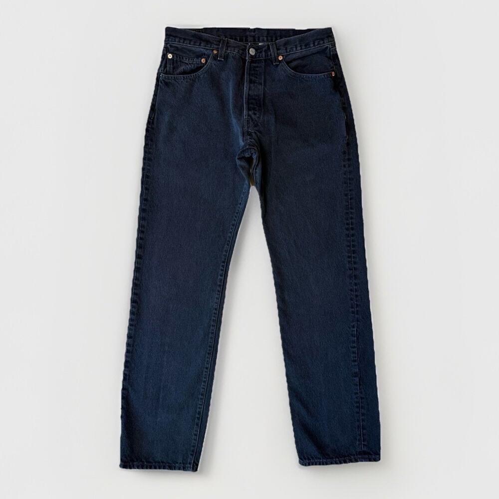 Vintage Levis 501 Jeans 32 Black 90s Straight Leg Denim Minimalist New York